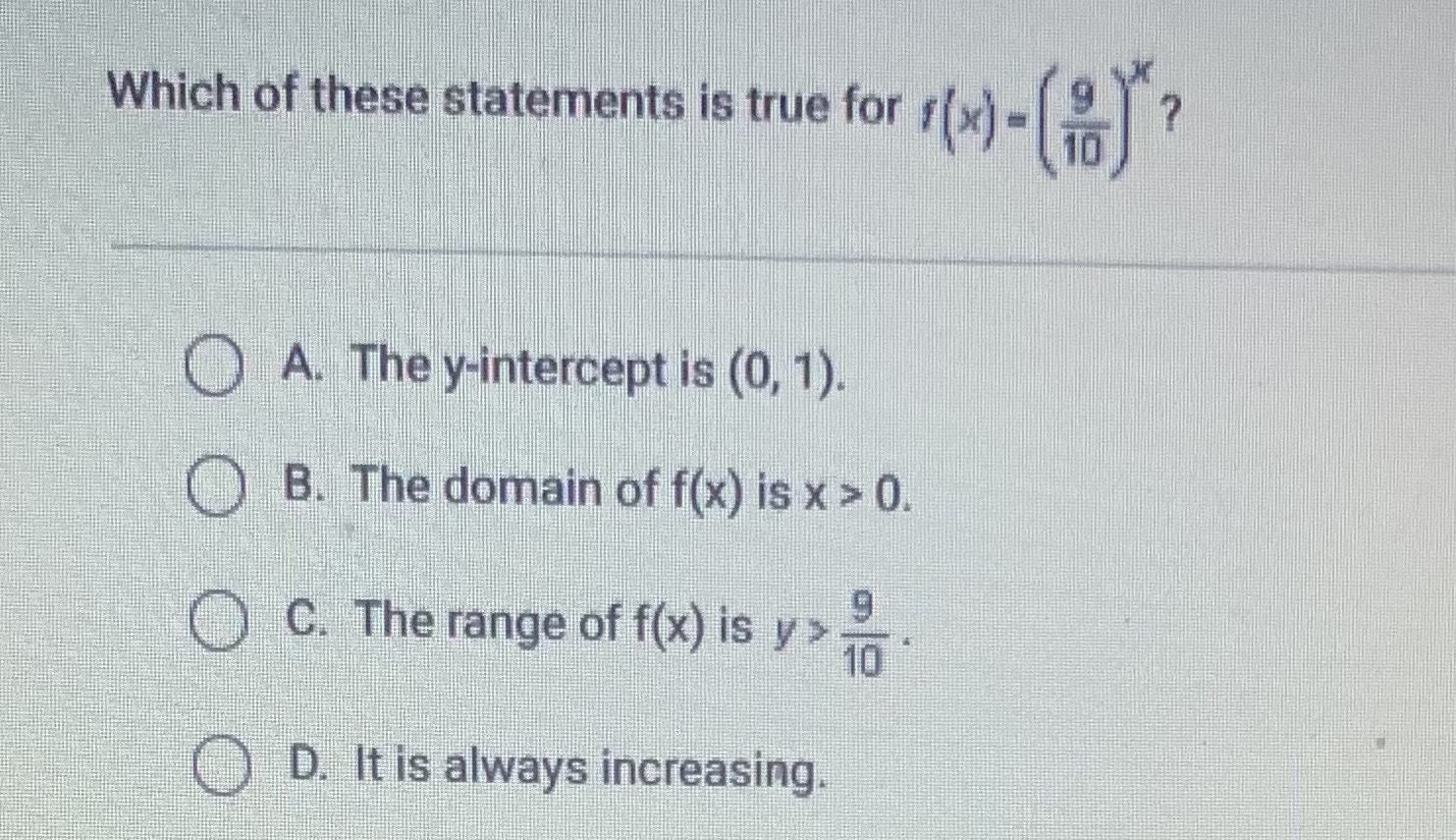 Which of these statements is true for \( f ( x ) =...