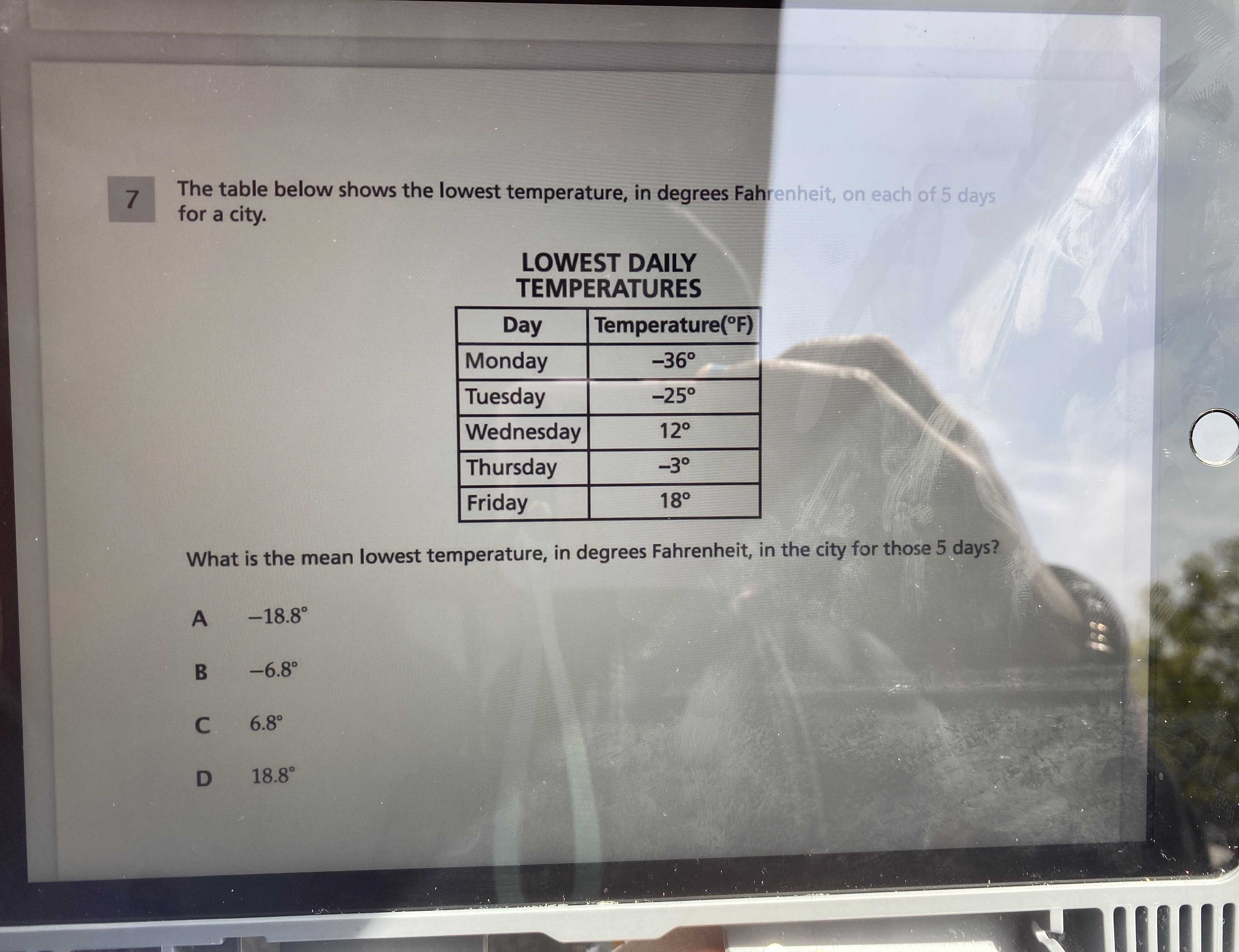 The Table Below Shows The Lowest Temperature In D CameraMath