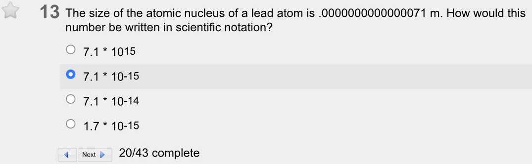 \(13 \) .The size of the atomic nucleus of a lead ...