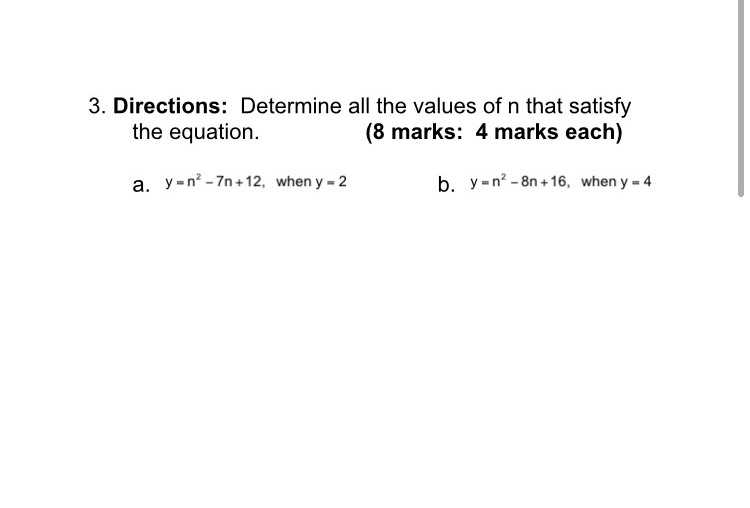 3. Directions: Determine all the values of \( n \)...