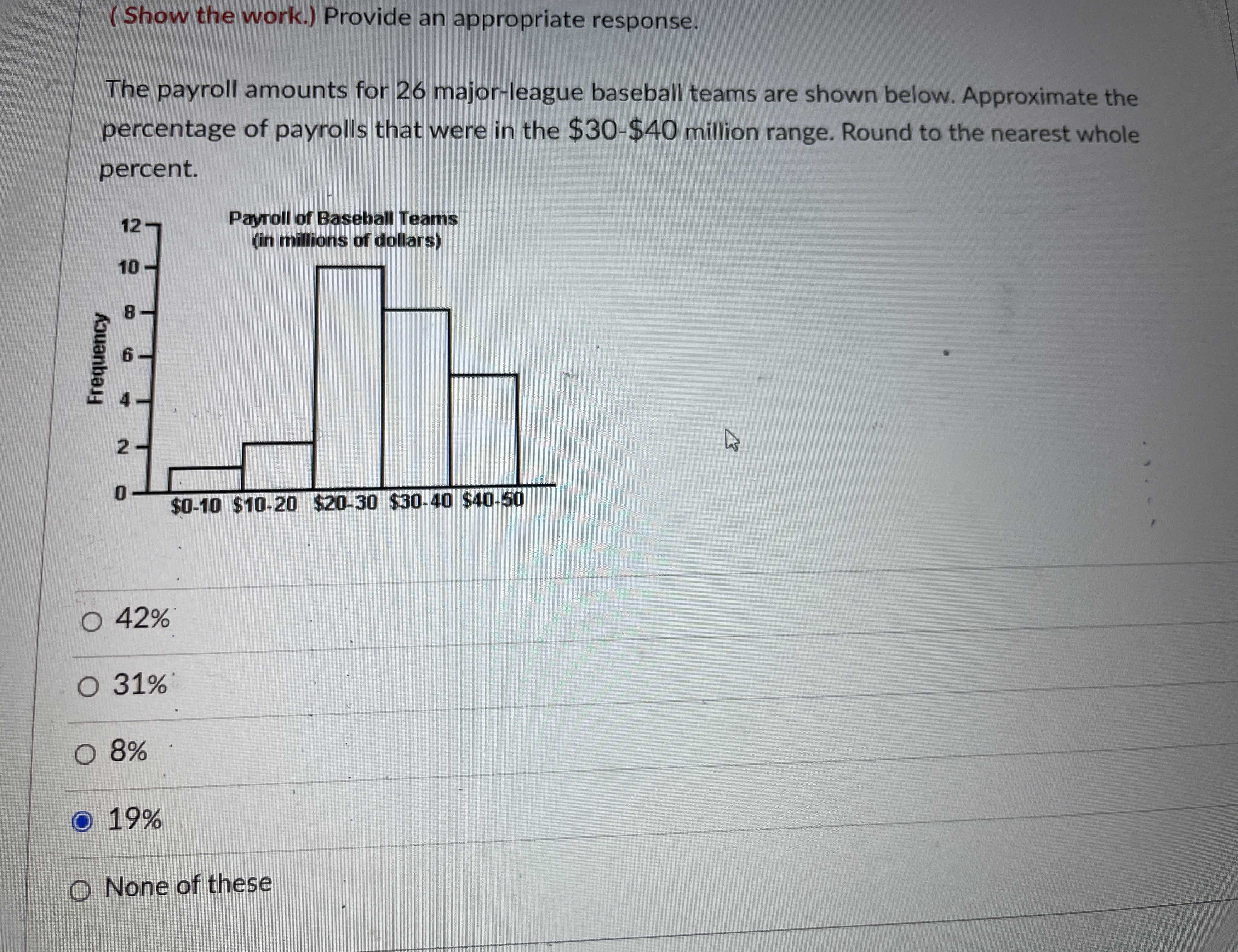 The payroll amounts for 26 majorleague baseball teams are shown below