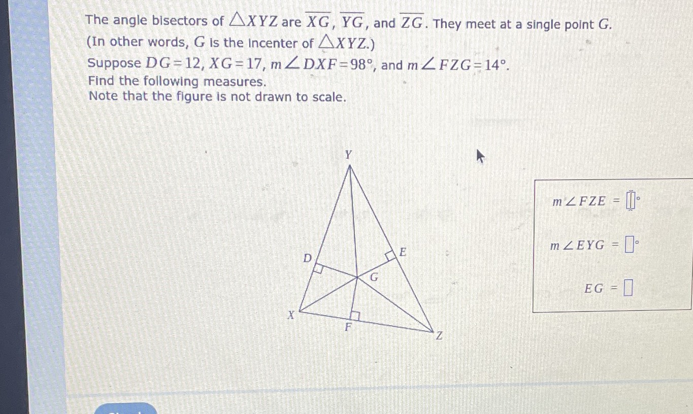 The angle bisectors of \(\triangle X Y Z\) are \(\...