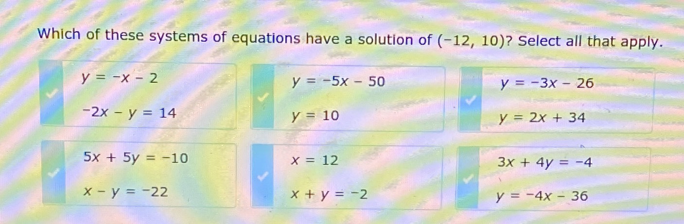 Which Of These Systems Of Equations Have A Solutio Cameramath