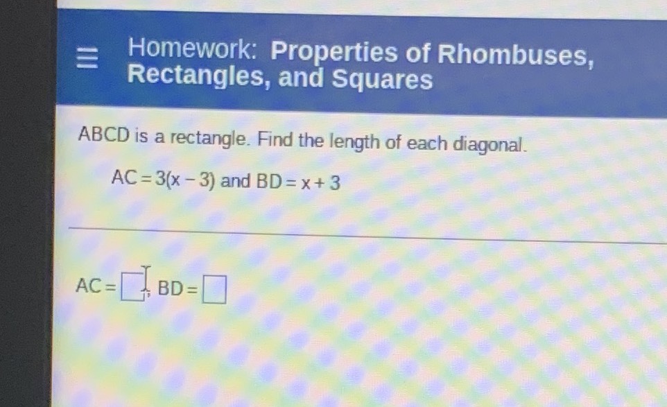 \(A B C D \) is a rectangle. Find the length of ea...