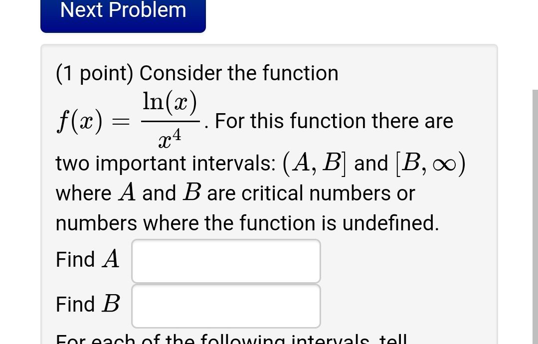 Consider The Function \( F ( X ) = \frac { \ln ( X... - CameraMath