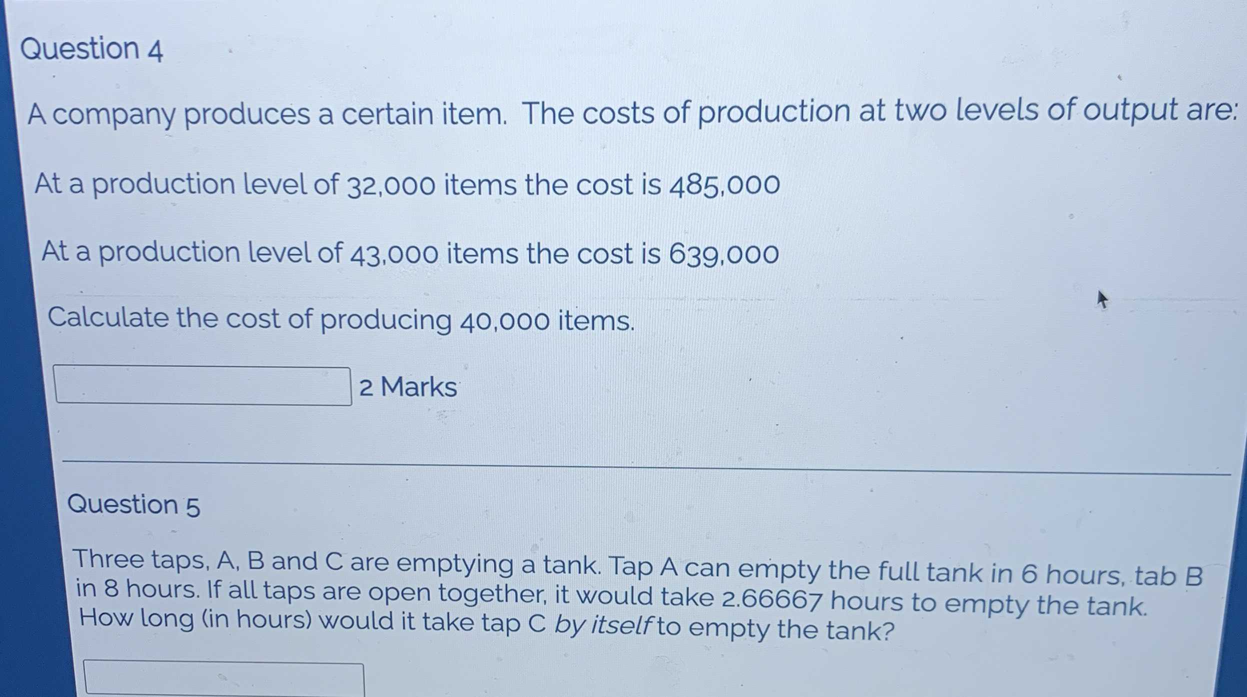 Question \( 4 \) A company produces a certain item...