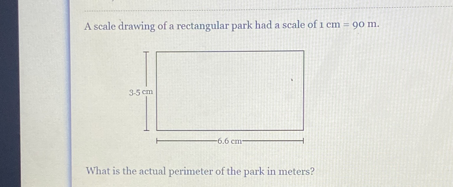 A scale drawing of a rectangular park had a scale CameraMath