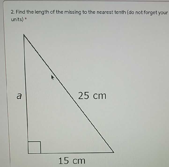Find the length of the missing to the nearest ten...