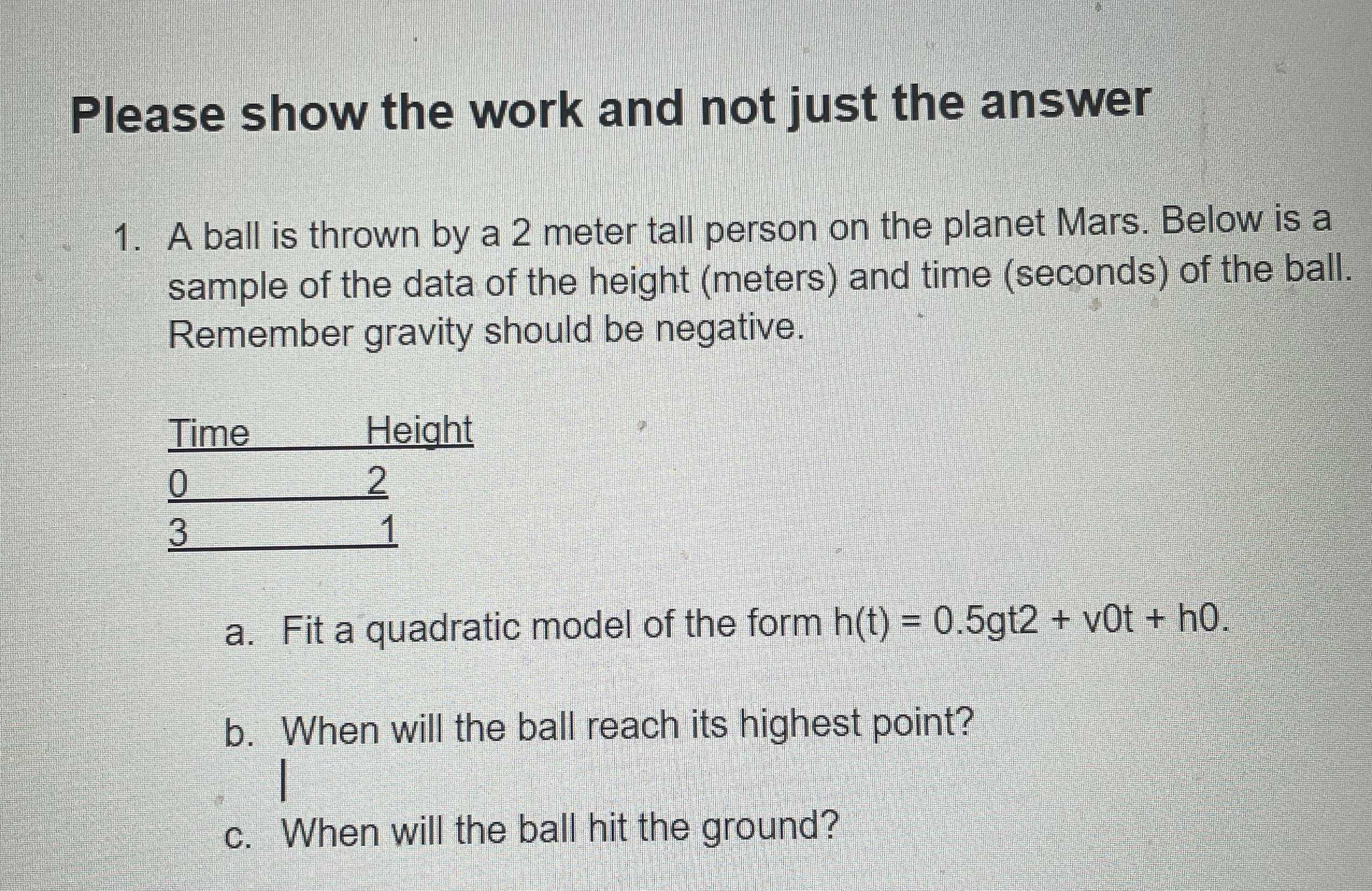 A ball is thrown by a \( 2 \) meter tall person on...