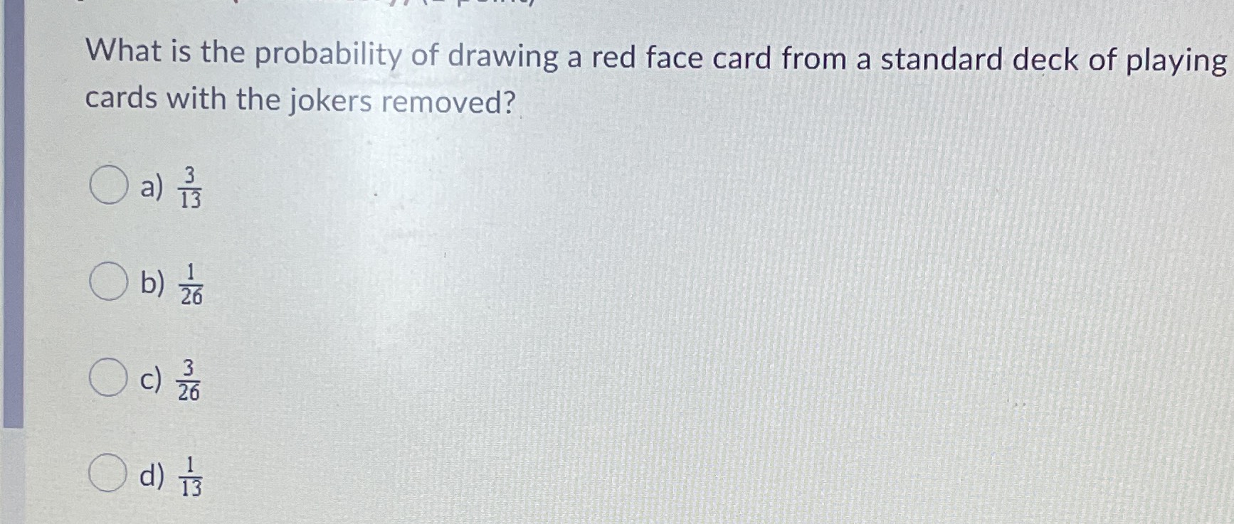 What is the probability of drawing a red face card... CameraMath