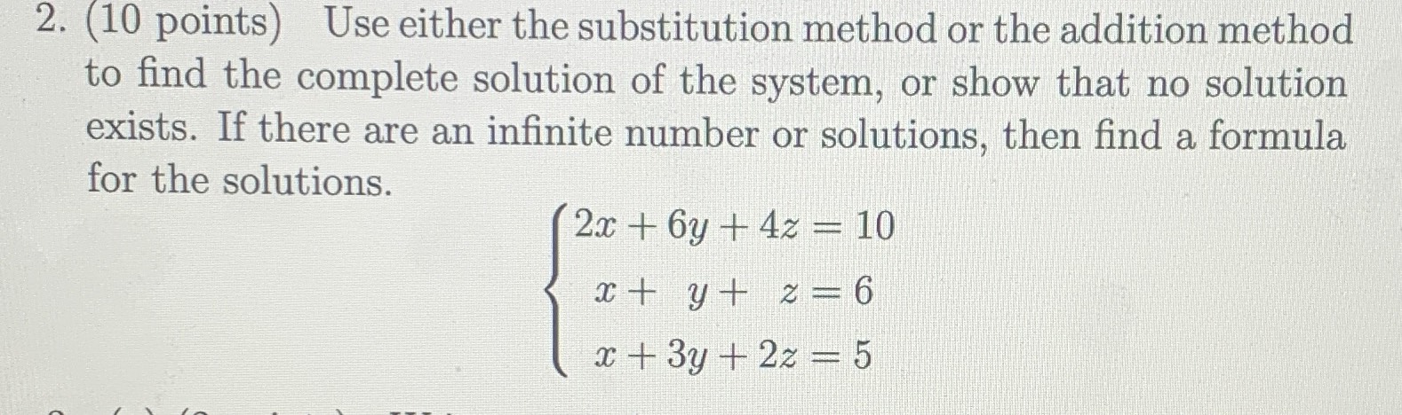 2. (10 points) Use either the substitution method ...