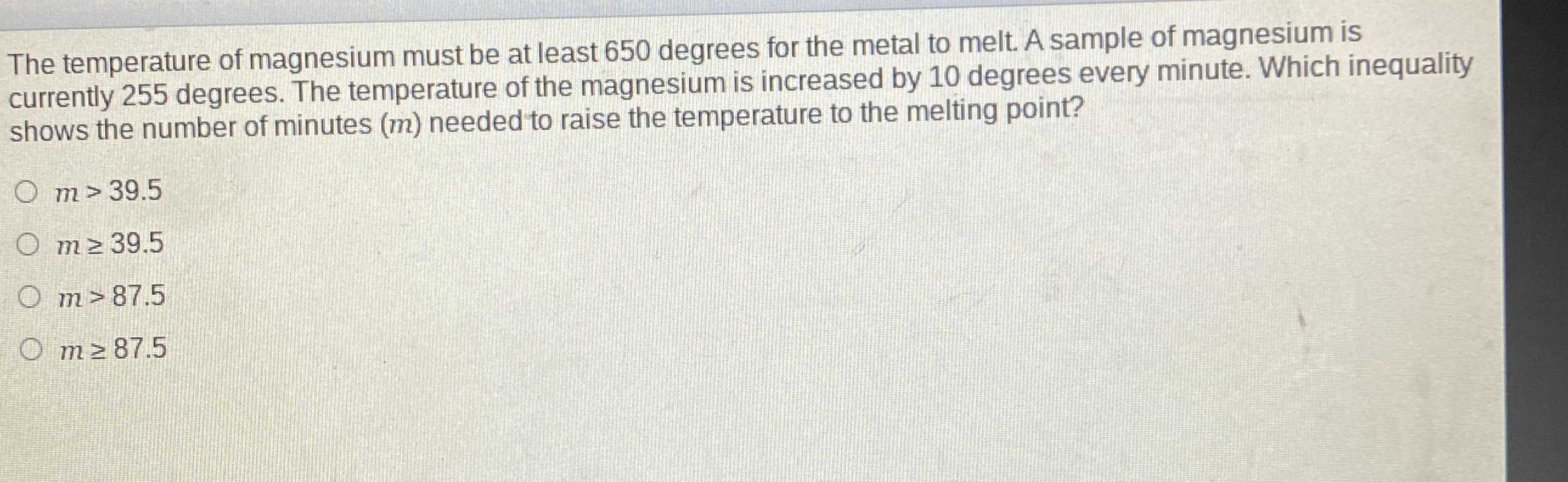 The temperature of magnesium must be at least \( 6...
