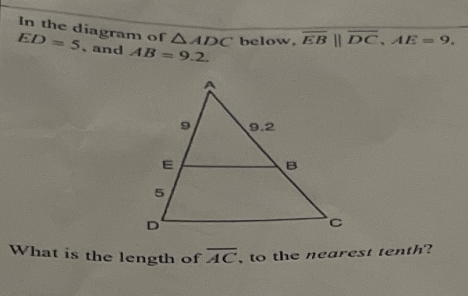 In the diagram of \( \triangle A D C \) below, \( ...
