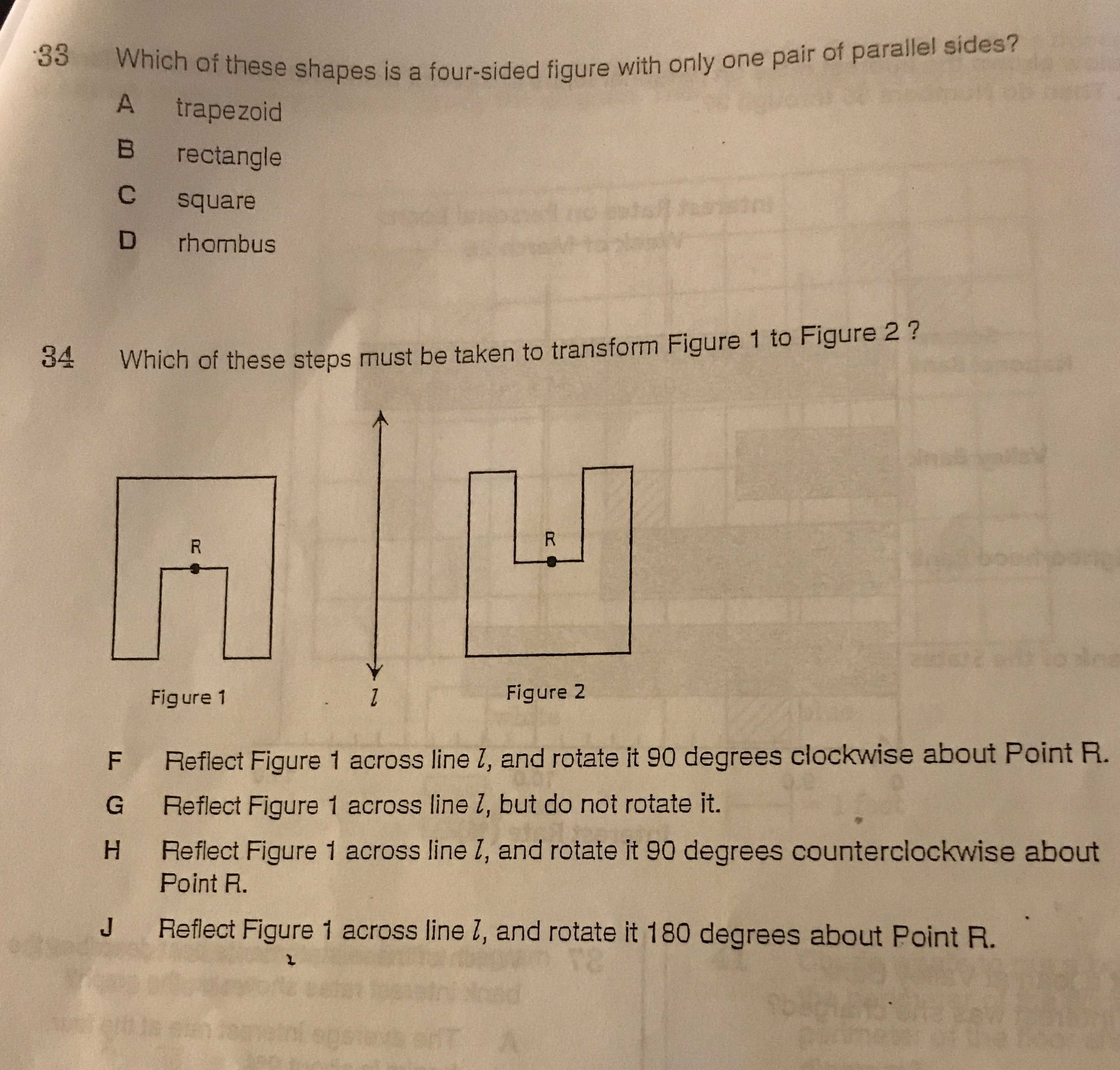 \(33 \) Which of these shapes is a four-sided figu...