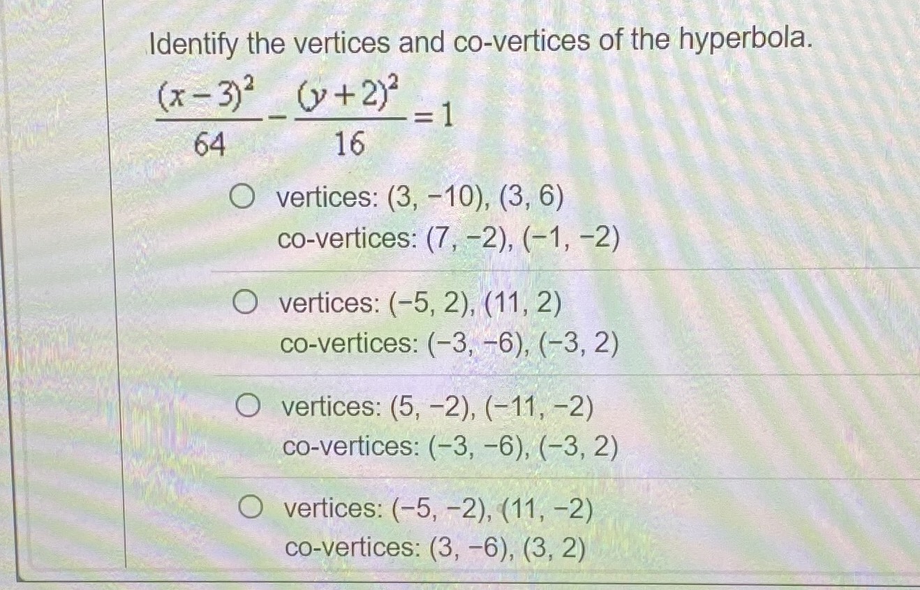 Identify The Vertices And Co vertices Of The Hyper CameraMath