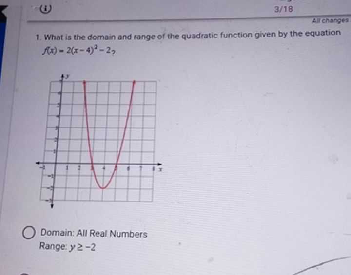 1. What is the domain and range of the quadratic f...
