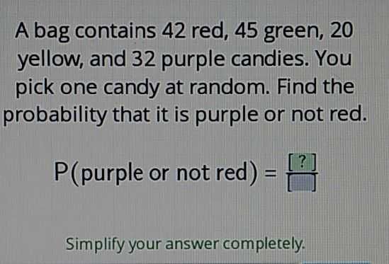 A bag contains \( 42 \) red, \( 45 \) green, \( 20...