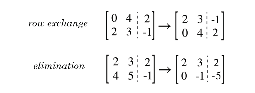 Row exchange and Gaussian elimination